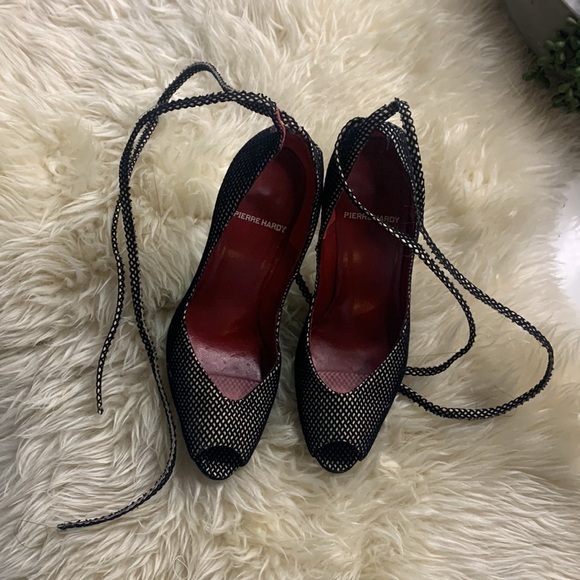 Vintage Rare Pierre Hardy Fishnet Peep Toe wrap ankle strap heels 36.5 - Picture 9 of 9